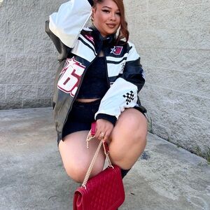Fashion Nova Black and White Varsity Jacket